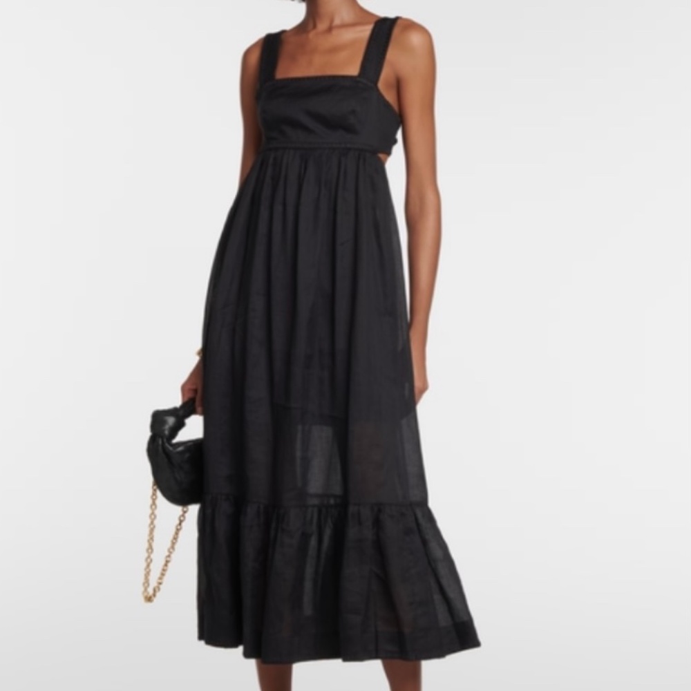 Crochet Trimmed Cutout Ramie Dress